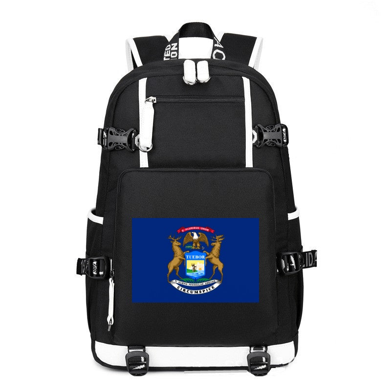 Flag of Michigan printing Canvas Backpack