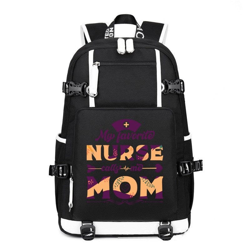 My Favorite Nurse printing Canvas Backpack