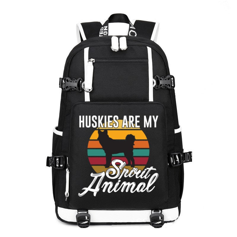 HUSKIES ARE MY Spirit Animal printing Canvas Backpack