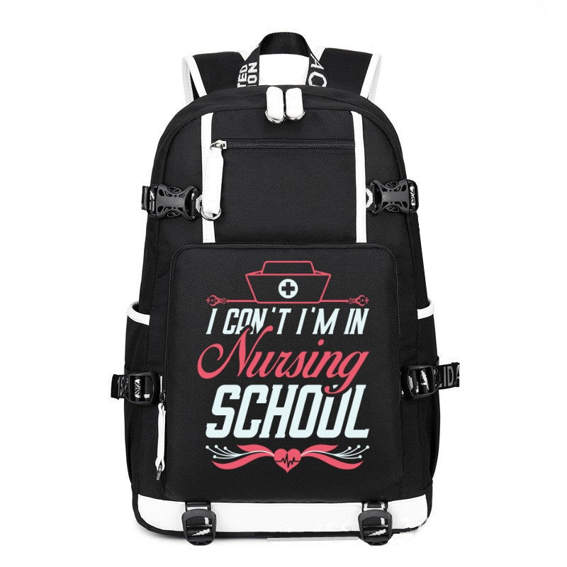 I can't I'm In Nursing School printing Canvas Backpack