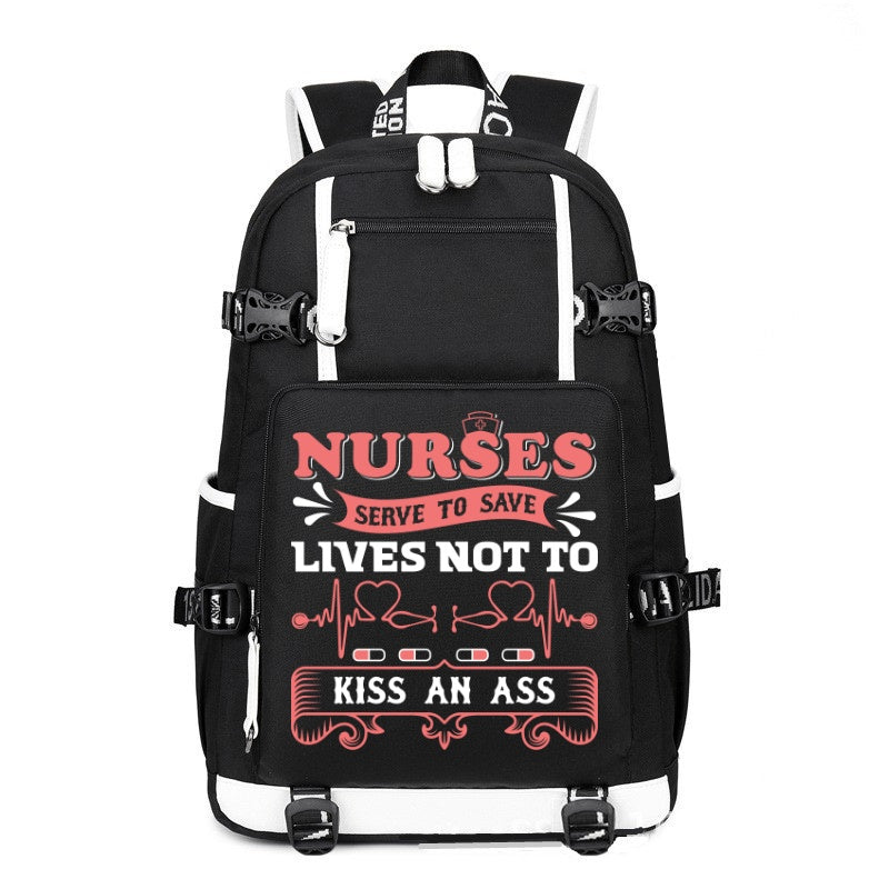 Nurses Serve To save printing Canvas Backpack
