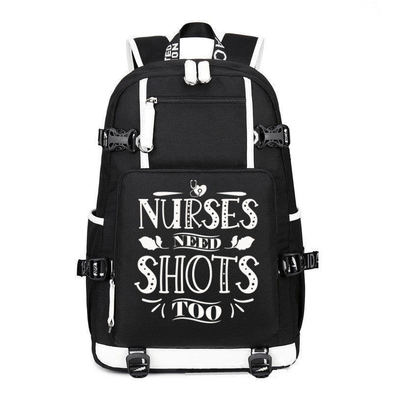 Nurses Need Shots Too printing Canvas Backpack