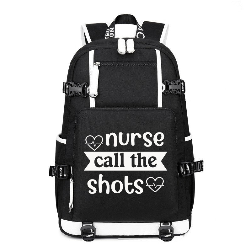 Nurse Call The Shots printing Canvas Backpack
