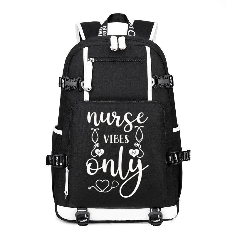 Nurse VIBES Only printing Canvas Backpack