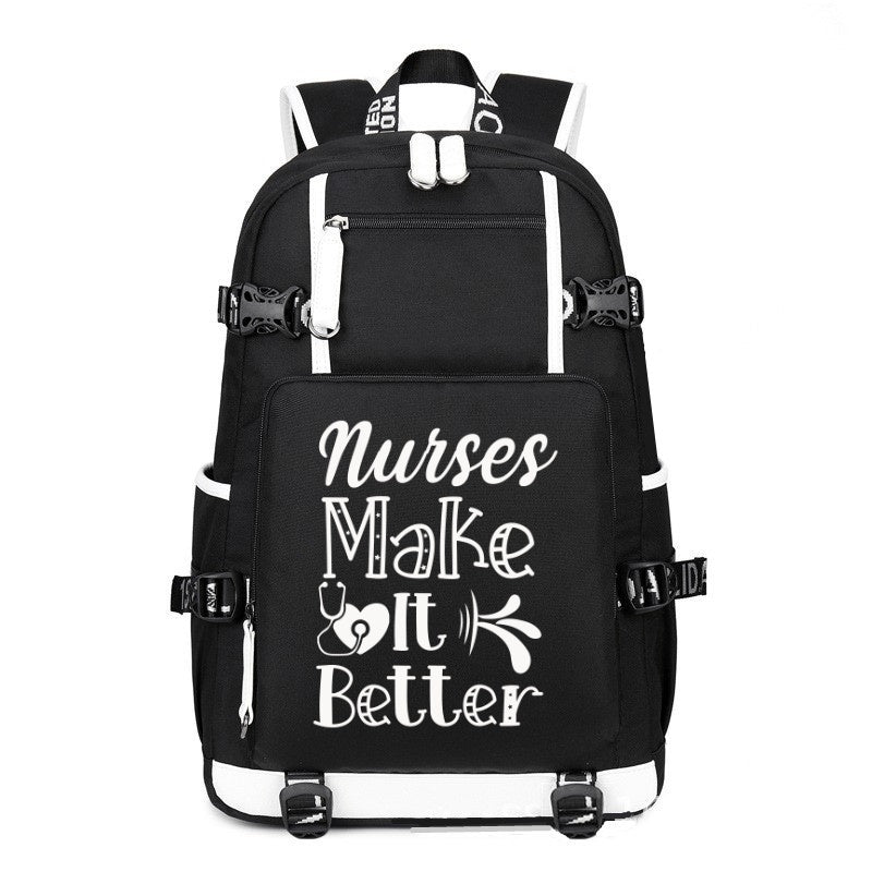Nurses Make It Better printing Canvas Backpack