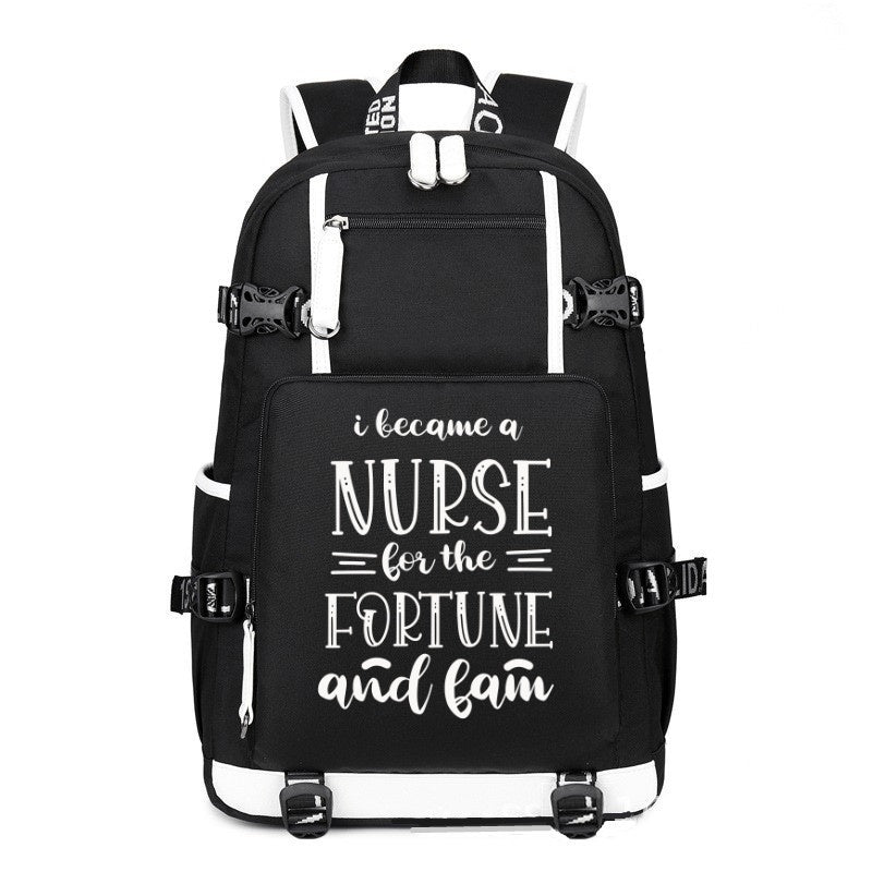 I Became A Nurse For The Fortune printing Canvas Backpack