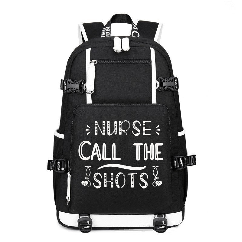 Nurse Call The Shots fashion printing Canvas Backpack