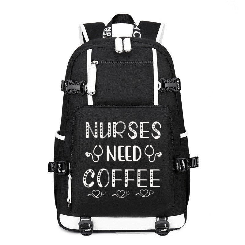 Nurses Need Coffee fashion printing Canvas Backpack