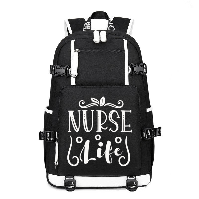 The Nurse Life printing Canvas Backpack