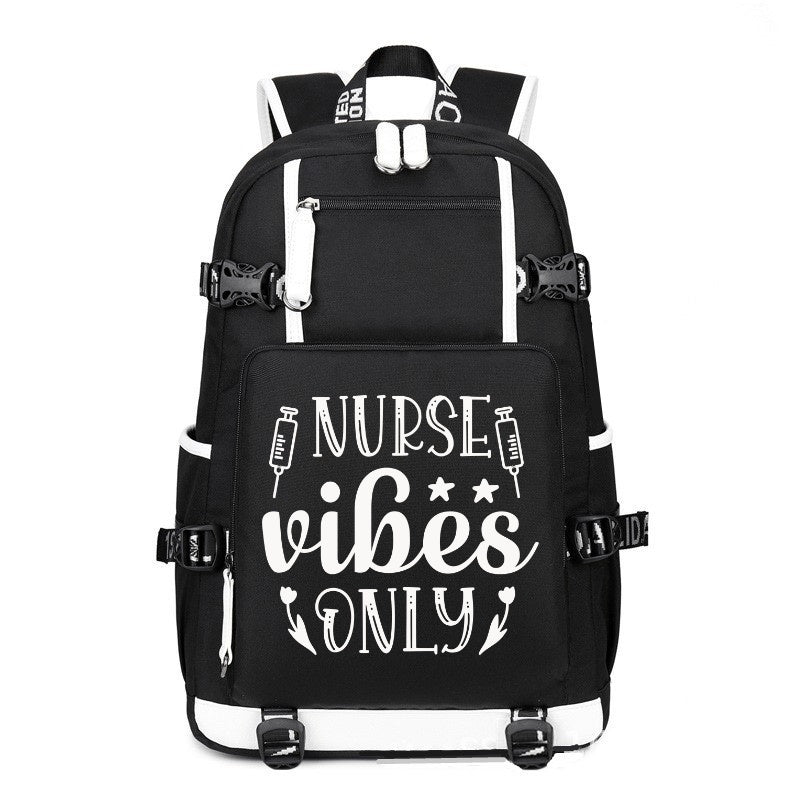 Nurse Vibes Only printing Canvas Backpack