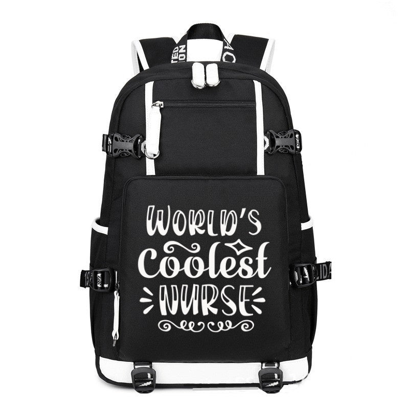 World's Coolest Nurse printing Canvas Backpack