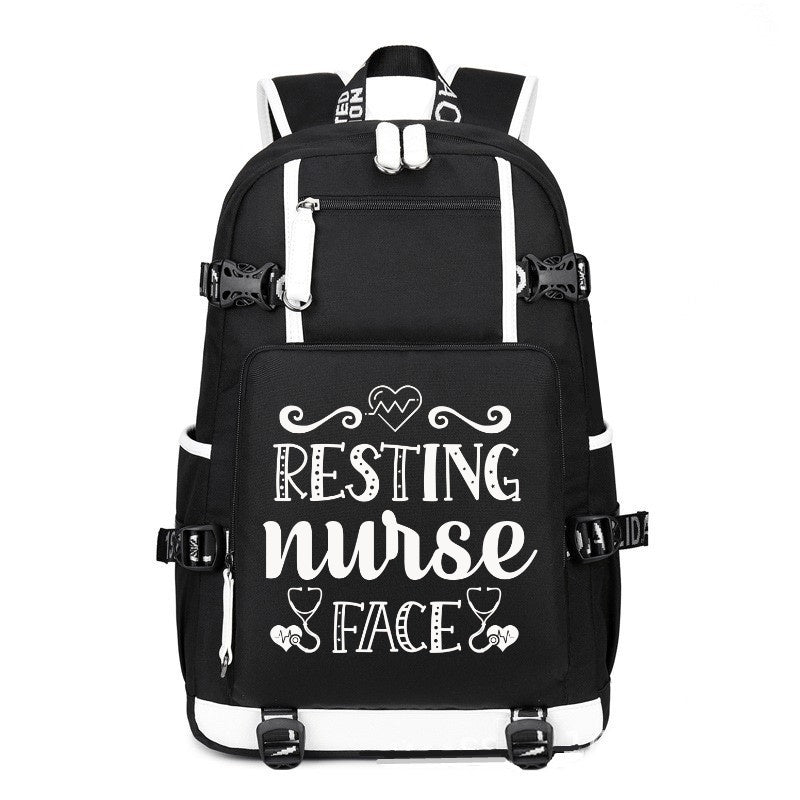 Resting Nurse Face printing Canvas Backpack