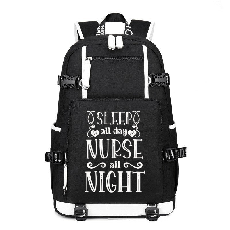 Sleep All Day Nurse All Night design printing Canvas Backpack