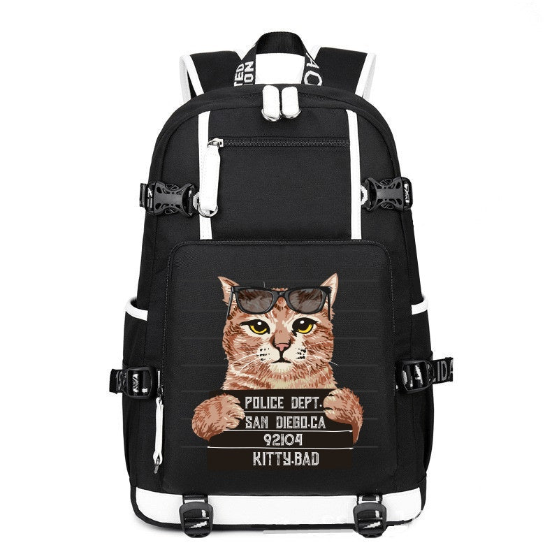 CAT arrest police dept black printing Canvas Backpack