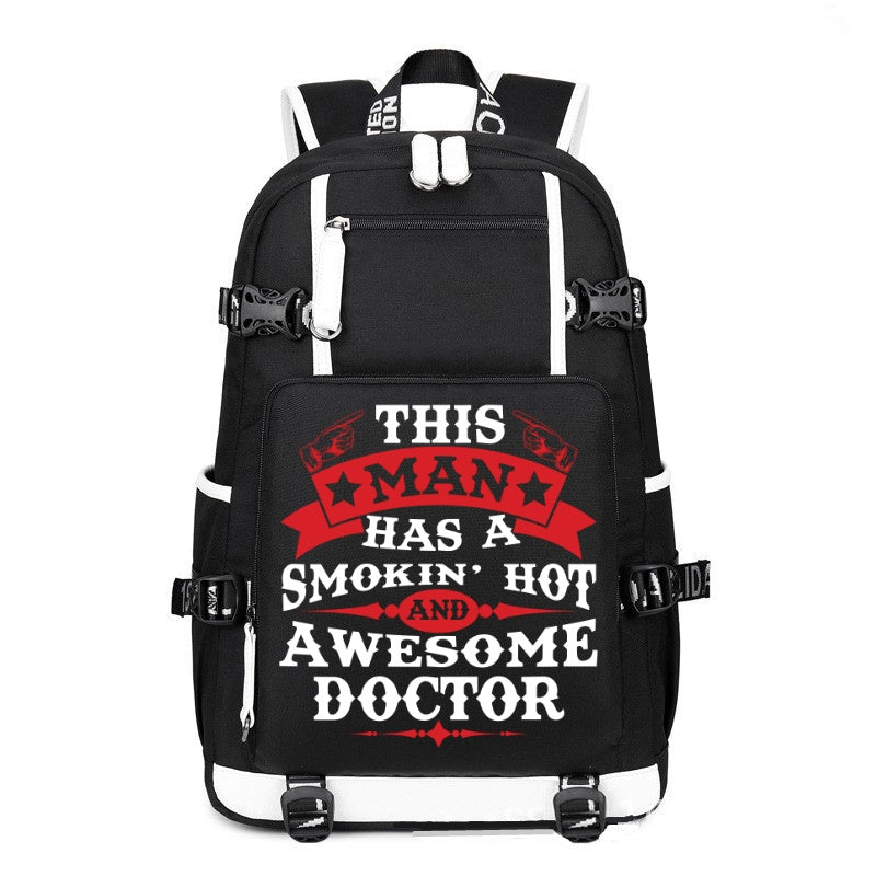 This Man Has a Smokin hot and Awesome Doctor printing Canvas Backpack