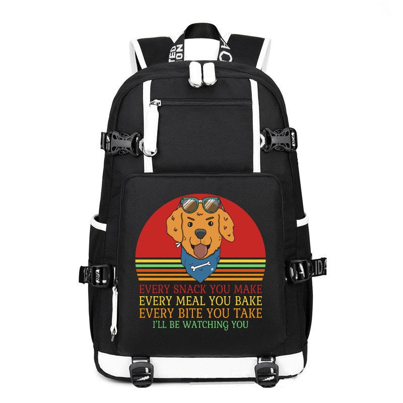 Dog I will watch you everything printing Canvas Backpack