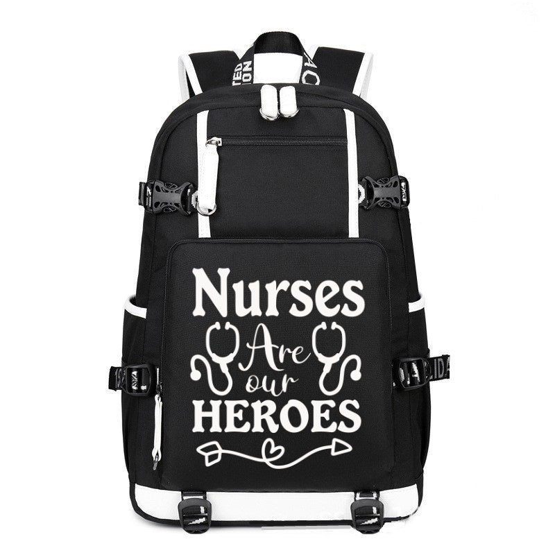 Nurses Are Our Heroes printing Canvas Backpack