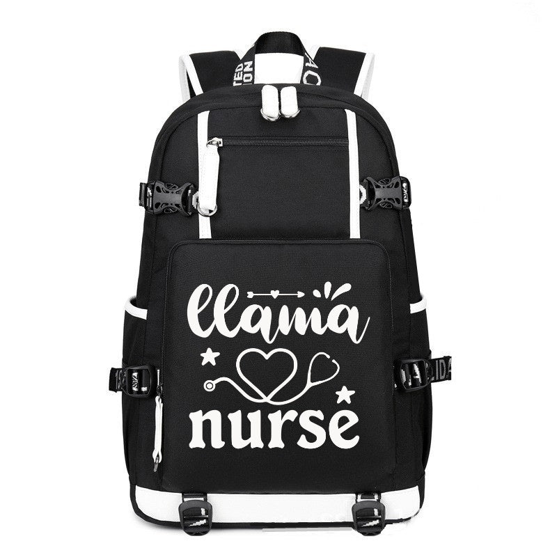 LLama Nurse printing Canvas Backpack