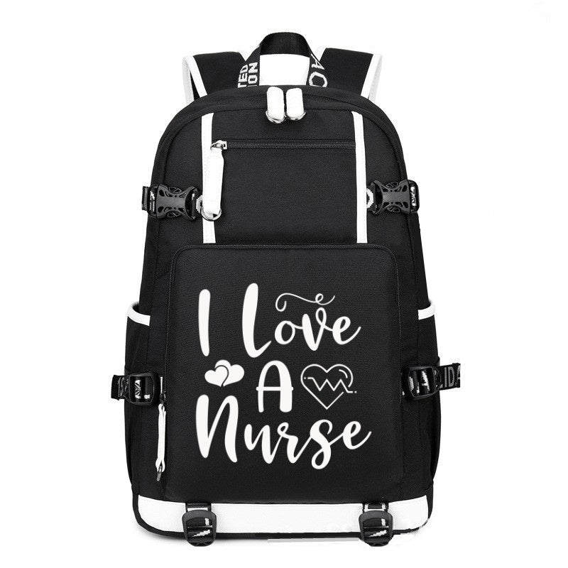 I Love A Nurse design printing Canvas Backpack