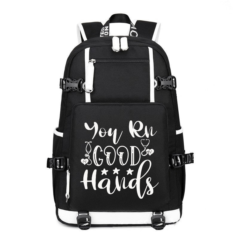 You RN Good Hand printing Canvas Backpack