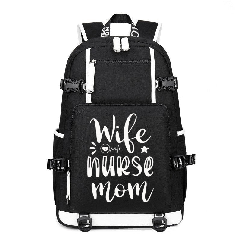 Wife Nurse Mom printing Canvas Backpack
