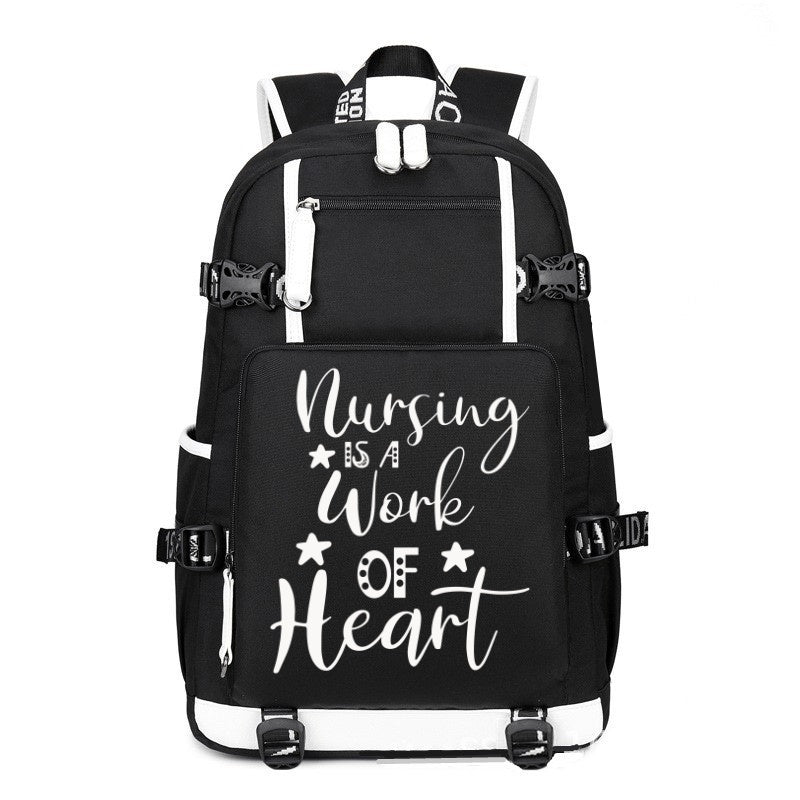 Nursing Is A Work Of Heart printing Canvas Backpack