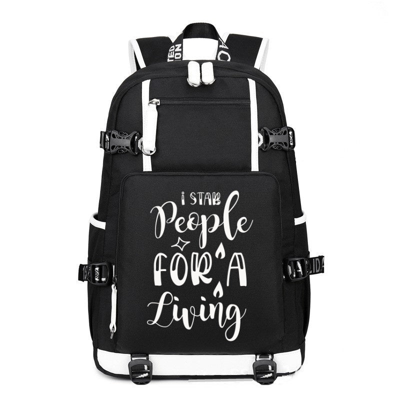 I Stab People For A Living printing Canvas Backpack