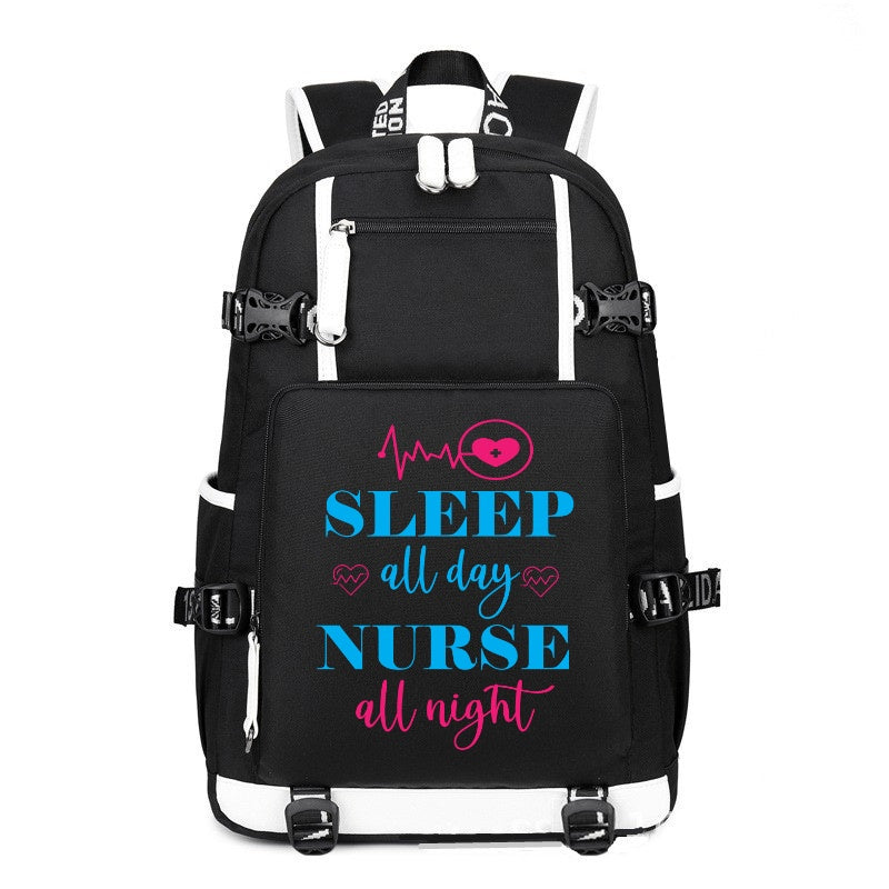 Sleep Nurse All Night printing Canvas Backpack