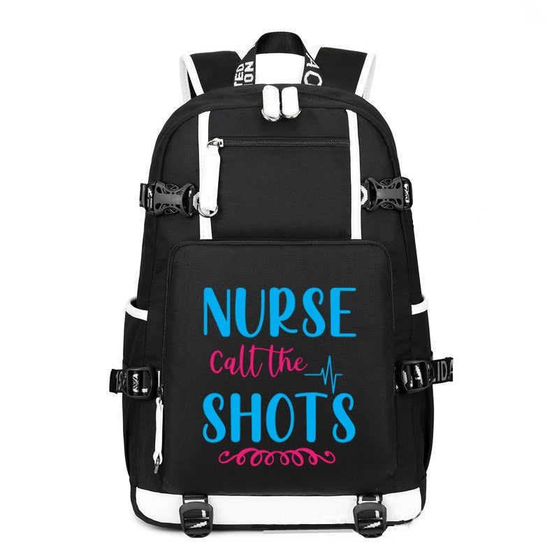 Nurse Call The Shots cute printing Canvas Backpack