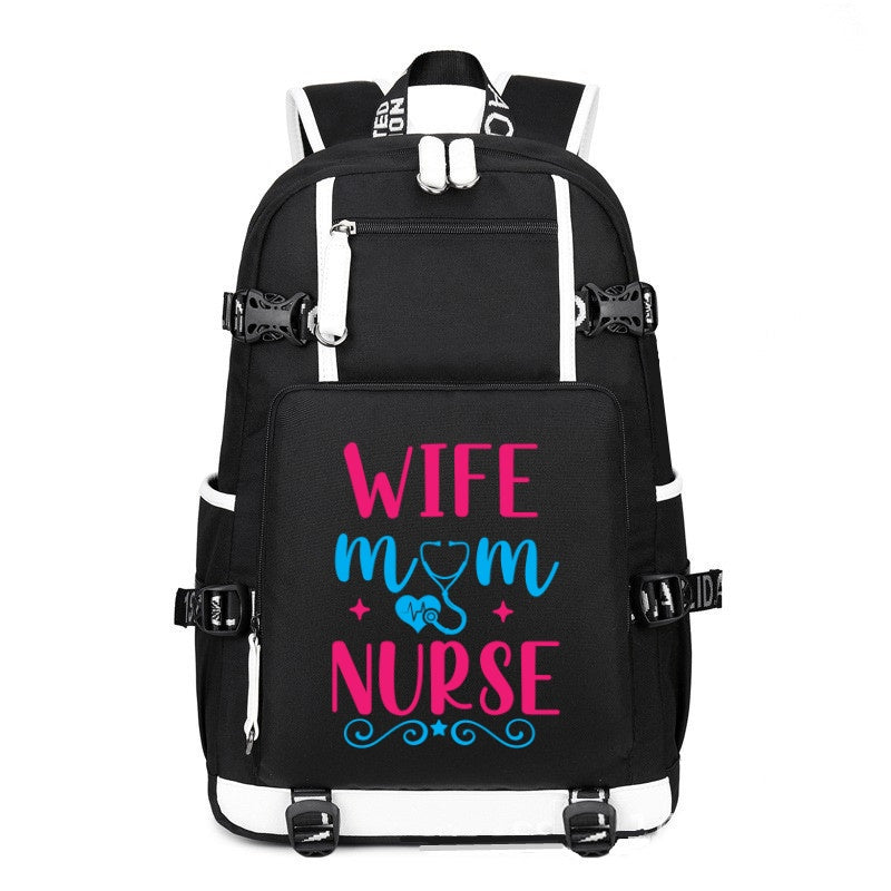 Wife Mom Nurse fashion printing Canvas Backpack