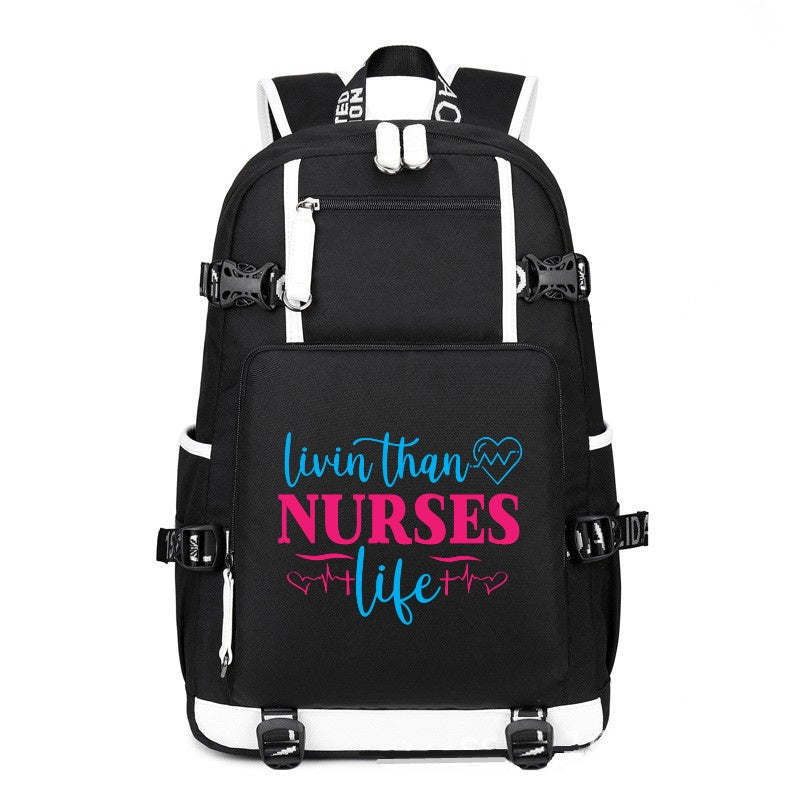 Livin Than Nurses Life printing Canvas Backpack