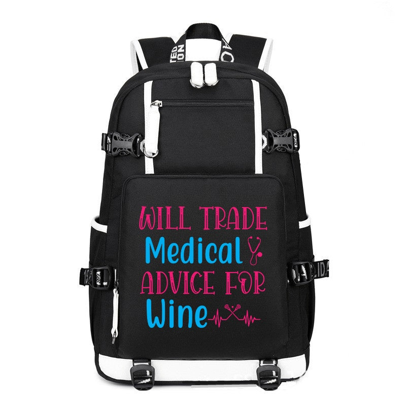 Will Trade Medical Advice For Wine printing Canvas Backpack