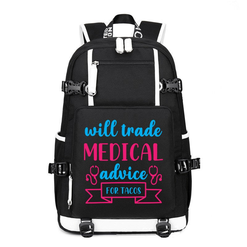 Will Trade Medical Advice For Tacos printing Canvas Backpack