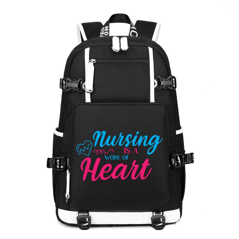 Nursing Is A Work Of Heart printing Canvas Backpack