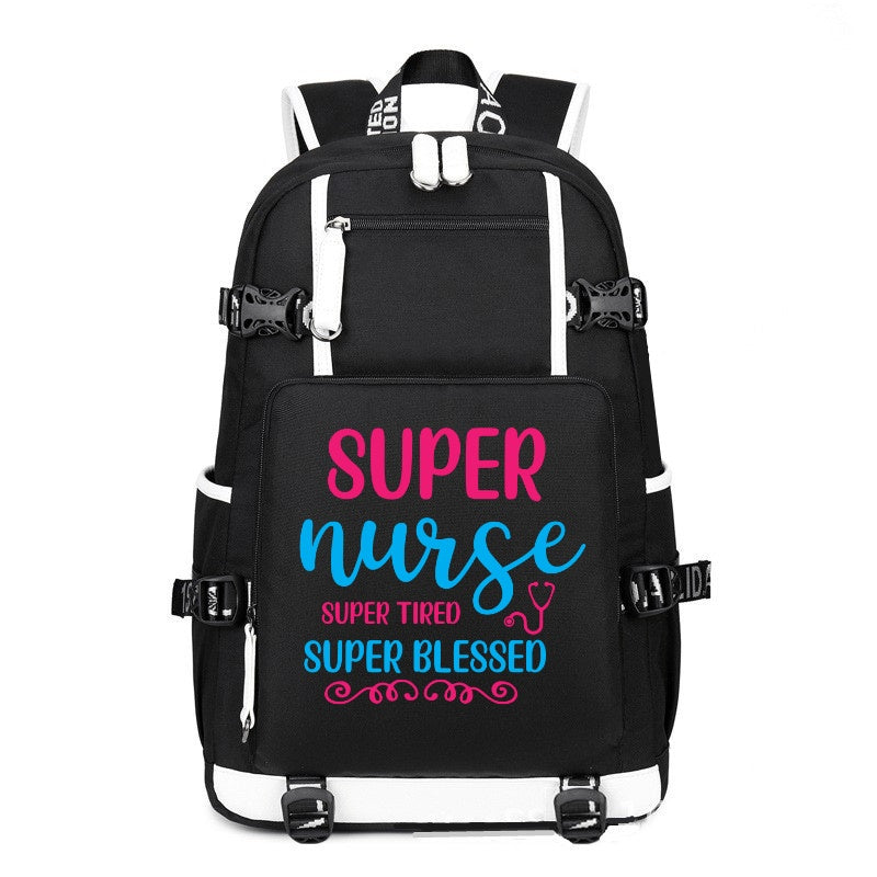 Super Nurse design printing Canvas Backpack