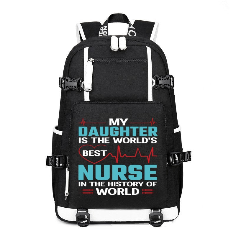 My Daughter Is The World's printing Canvas Backpack