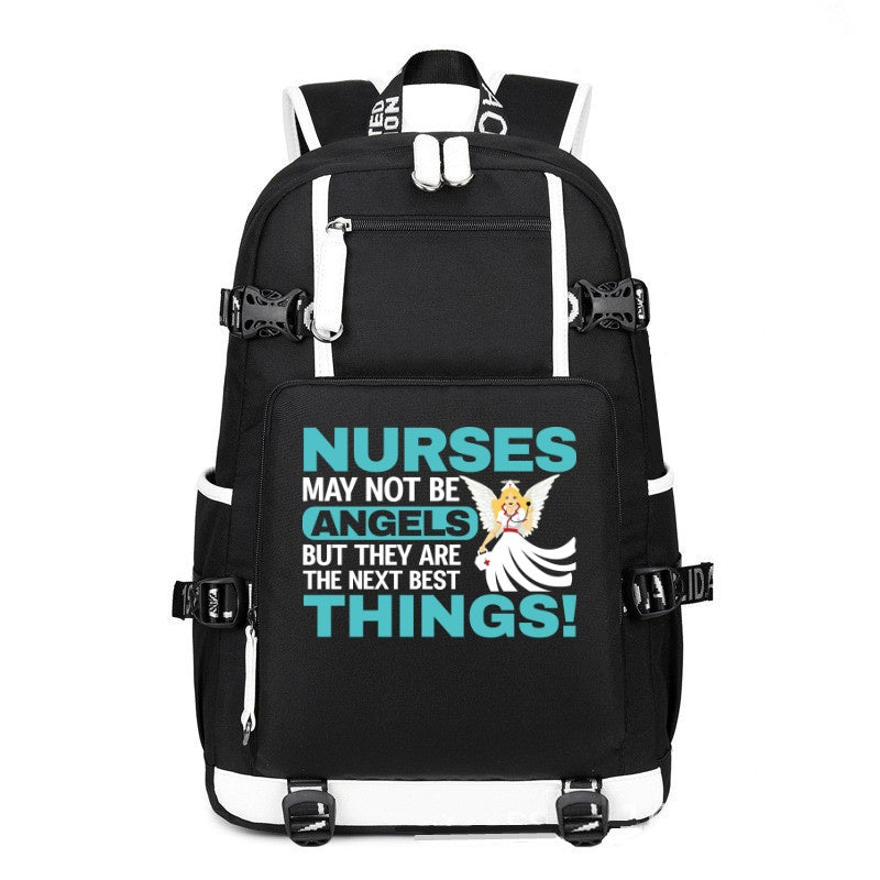 Nurses May Not Be Angels printing Canvas Backpack