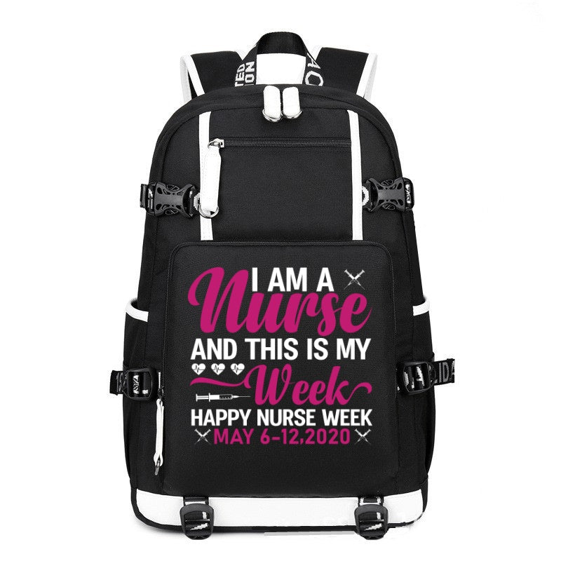 I Am A Nurse printing Canvas Backpack