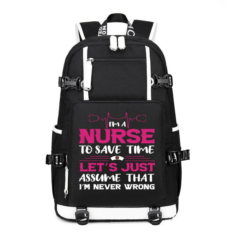 I'M A Nurse To Save Time printing Canvas Backpack