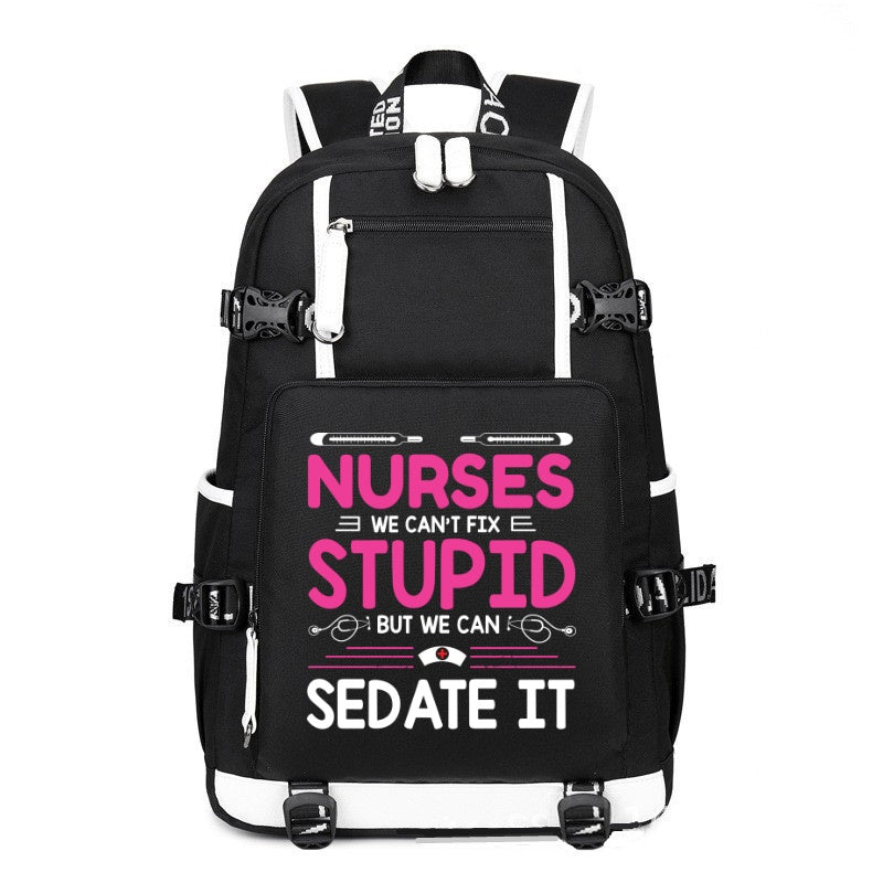 Nurses We Can't Fix Stupid printing Canvas Backpack