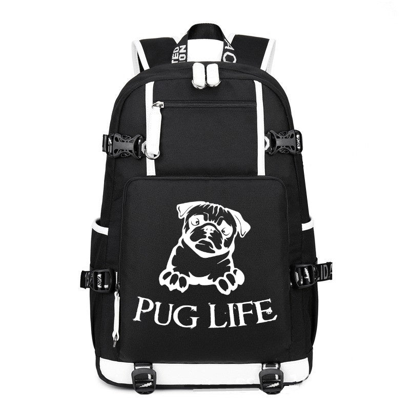 PUG LIFE printing Canvas Backpack