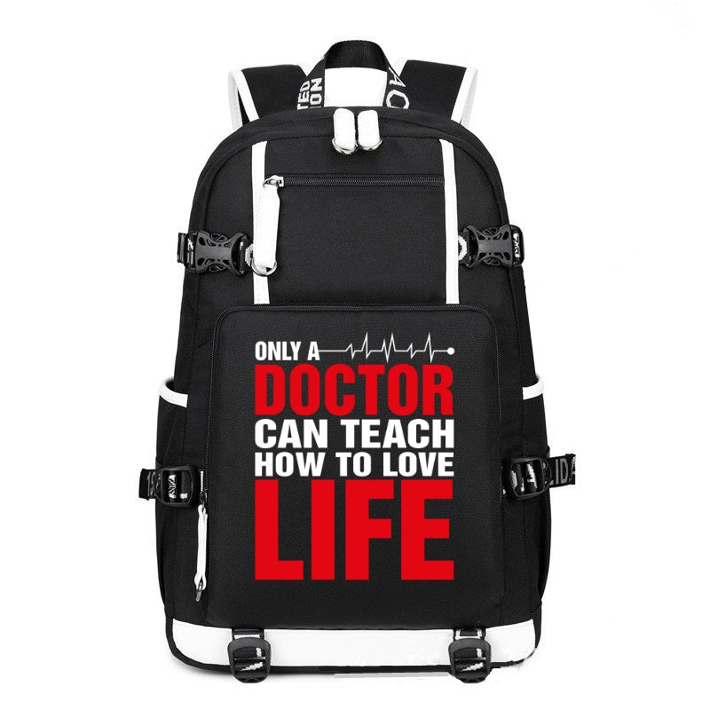 Only A Doctor printing Canvas Backpack