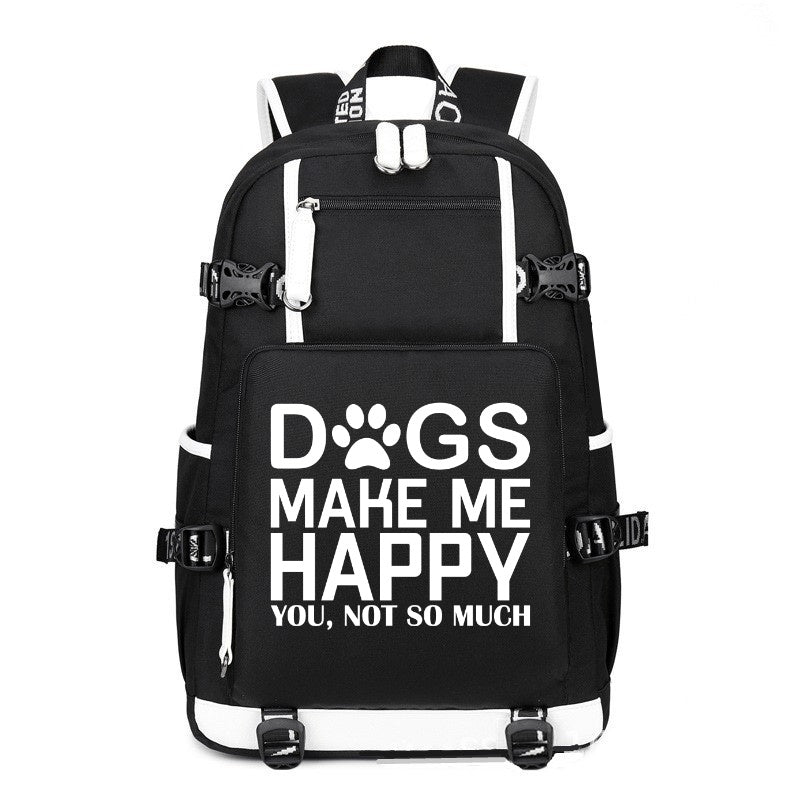 Dogs make me happy you, not so much printing Canvas Backpack