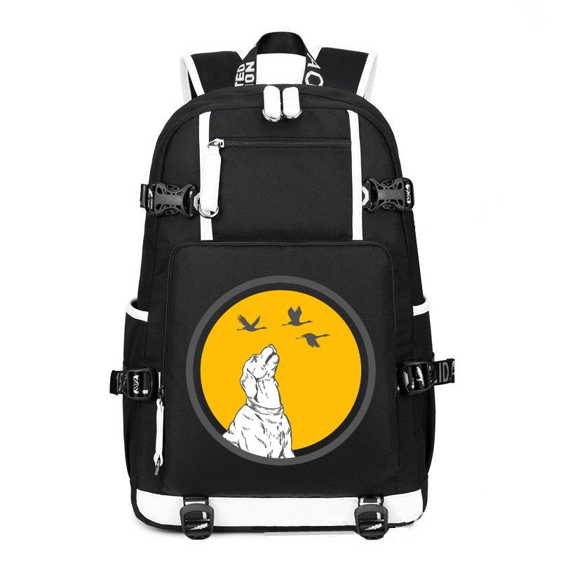 Dog looking to the sky printing Canvas Backpack