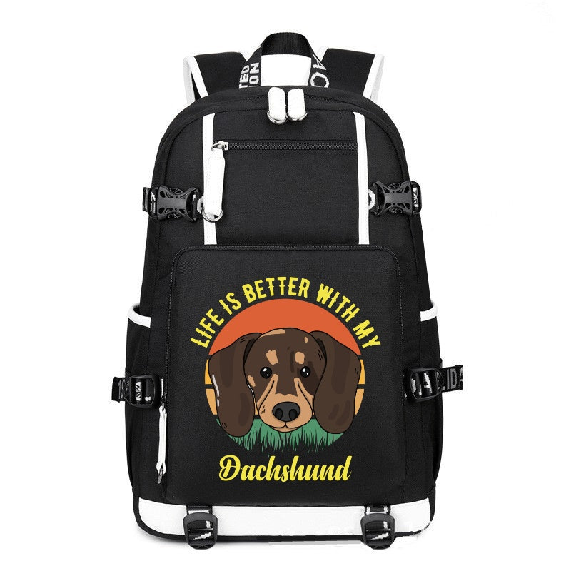 Life is better with my Dachshund printing Canvas Backpack
