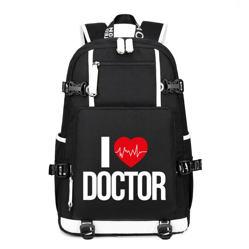 I Doctor printing Canvas Backpack