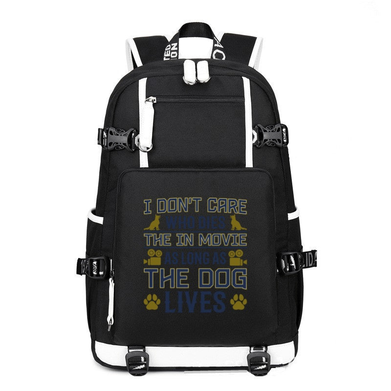 I don't care who dies the in movie as long as the dog lives printing Canvas Backpack