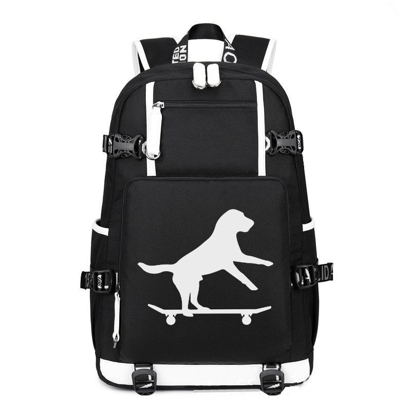 skateboarding Dog printing Canvas Backpack
