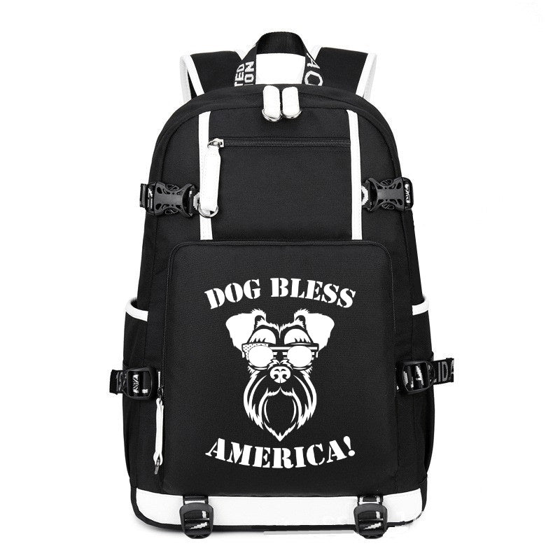 Dog bless America printing Canvas Backpack