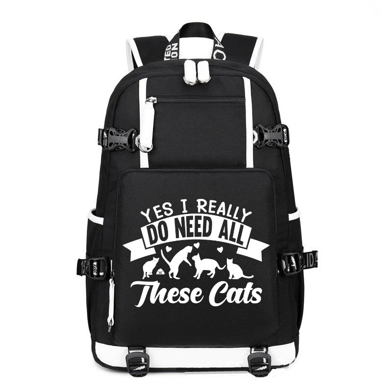 YES I REALLY DO NEED ALL These cats black printing Canvas Backpack